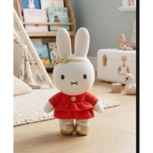 Miffy Ballerina Plush Red Dress Gold Shoes Gold Bow Headband 13" Stuffed Bunny